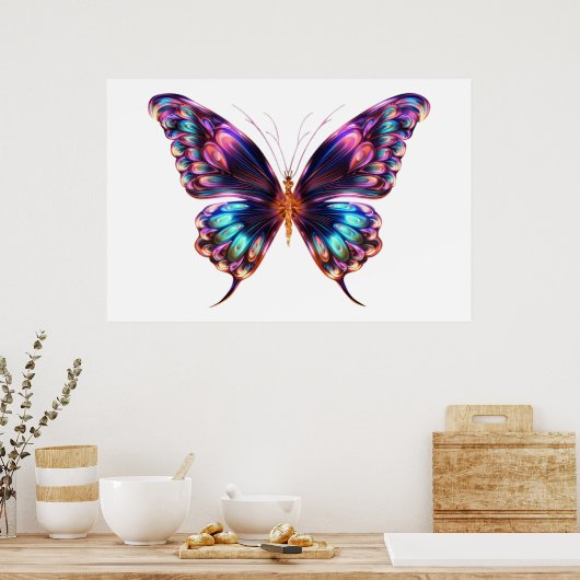 Verlichte paarse vlinder poster (Keuken)