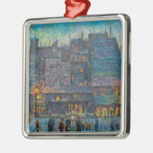 Verlichte Parijse Straat 's Nachts (Franse Kunst) Metalen Ornament (Links)