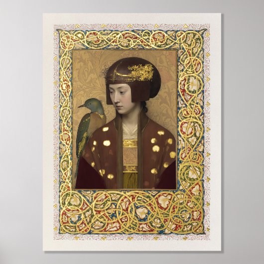 Verlichte Peacock Maiden Poster Morris geïnspireer (Voorkant)