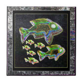 Verlichte reflectie: Vis in schijnwerpers Tegeltje (Voorkant)