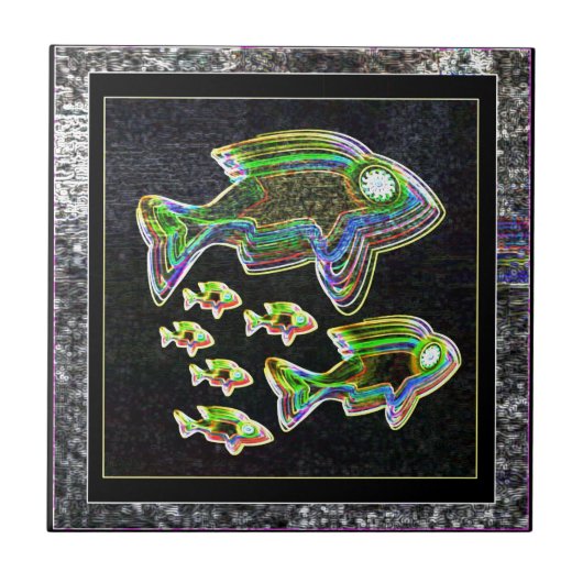 Verlichte reflectie: Vis in schijnwerpers Tegeltje (Voorkant)