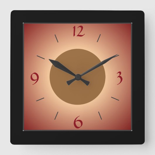 Verlichte rode/tan/gele wandklok (Voorkant)