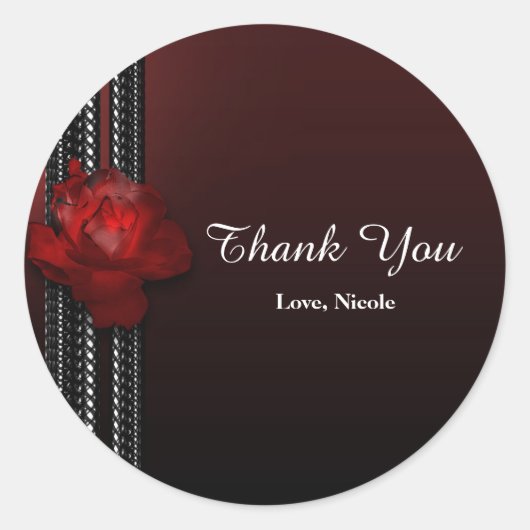 Verlichte Roos & Kant Bourgondische feestgunst Ronde Sticker (Voorkant)