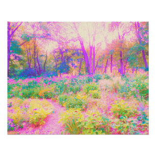 Verlichte Roze en Koraal Tuin Landschap Perfect Poster