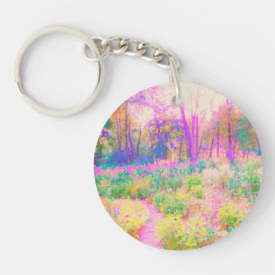 Verlichte Roze en Koraal Tuin Landschap Sleutelhanger