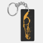 Verlichte schedel Oranje verf creatie Sleutelhanger (Voorkant Links)