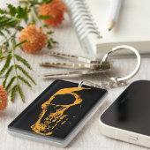 Verlichte schedel Oranje verf creatie Sleutelhanger (Voorkant Rechts)