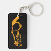 Verlichte schedel Oranje verf creatie Sleutelhanger (achterkant)