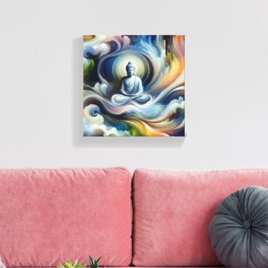 🌟 Verlichte schoonheid: Abstracte Painti van Boed Canvas Afdruk (Insitu (Woonkamer))