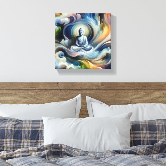 🌟 Verlichte schoonheid: Abstracte Painti van Boed Canvas Afdruk (Insitu (Slaapkamer))