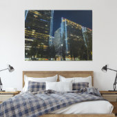 Verlichte stadsgezicht bij nacht canvas afdruk (Insitu (Slaapkamer))