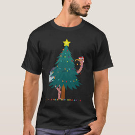 Verlichte struisvogel grappige kerst t-shirt
