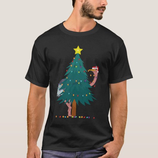 Verlichte struisvogel grappige kerst t-shirt (Voorkant)