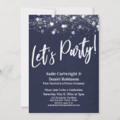 Verlichte Textiel Let's Party Navy Alleen Ontvangs Kaart (Voorkant)