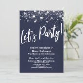 Verlichte Textiel Let's Party Navy Alleen Ontvangs Kaart (Staand voorkant)