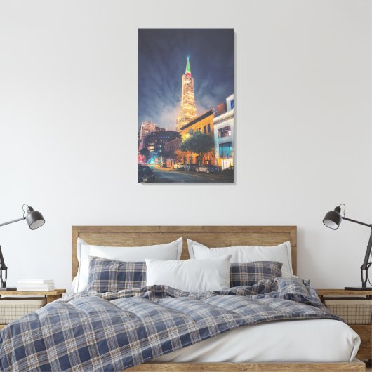 Verlichte TransAmerica Canvas Afdruk (Insitu (Slaapkamer))