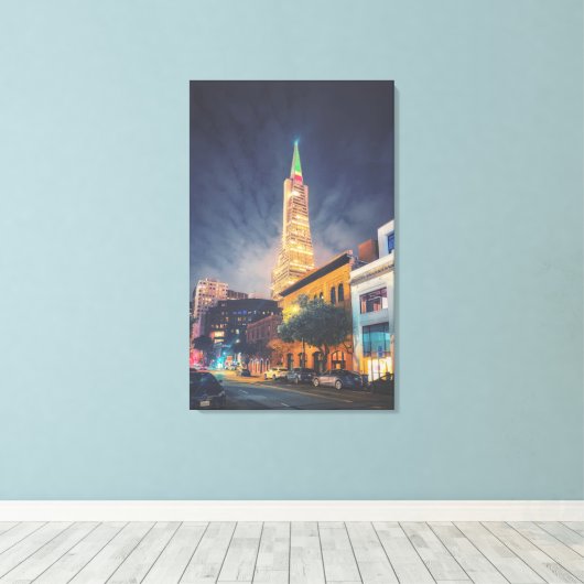 Verlichte TransAmerica Canvas Afdruk (Insitu (Houten vloer))