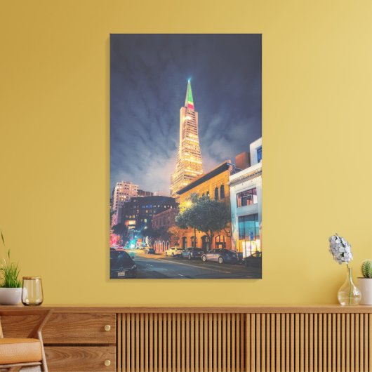 Verlichte TransAmerica Canvas Afdruk (Insitu (Woonkamer))