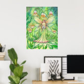 Verlichte Tuin Bloem Fee Fantasie Kunst Poster (Thuiskantoor)