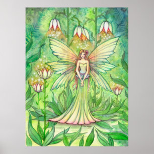Verlichte Tuin Bloem Fee Fantasie Kunst Poster