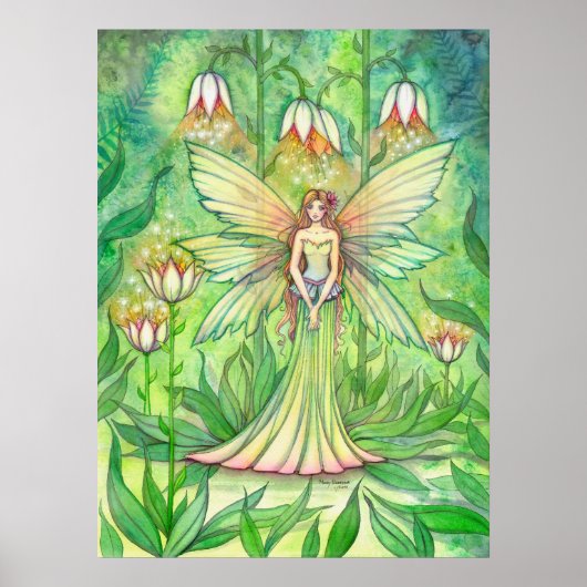 Verlichte Tuin Bloem Fee Fantasie Kunst Poster (Voorkant)