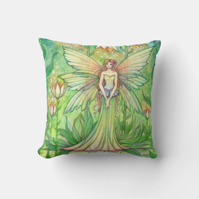Verlichte Tuin Fee Fantasie Kunst Kussen (Voorkant)