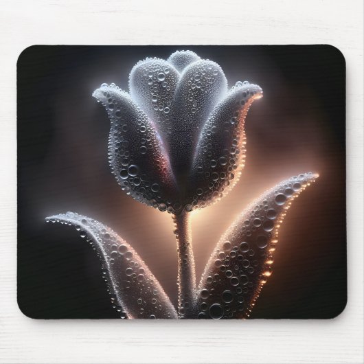 Verlichte tulp met regendruppels muismat (Voorkant)