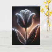 Verlichte tulp met regendruppels voor verjaardag kaart (Gele Bloem)
