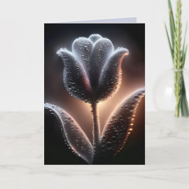 Verlichte tulp met regendruppels voor verjaardag kaart