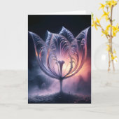 Verlichte tulp met regendruppels voor verjaardag kaart (Gele Bloem)