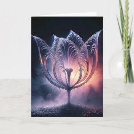Verlichte tulp met regendruppels voor verjaardag kaart