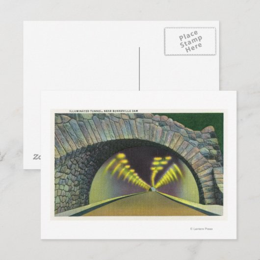Verlichte tunnelscène nabij Bonneville-dam Briefkaart (Voorkant / Achterkant)