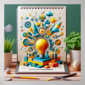 Verlichte verbeelding: Notitieboek van schittering Poster (Voorkant)