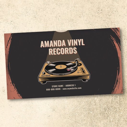 Verlichte Vinylplatenspeler Visitekaartje