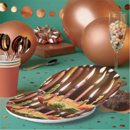 Verlichte wensen: gloeiende kaarsen Bday Cake Papieren Bordje