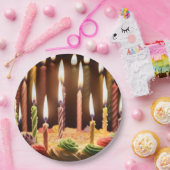 Verlichte wensen: gloeiende kaarsen Bday Cake Papieren Bordje (Feest)