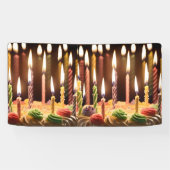 Verlichte wensen: gloeiende kaarsen Bday Cake Spandoek (Horizontaal)