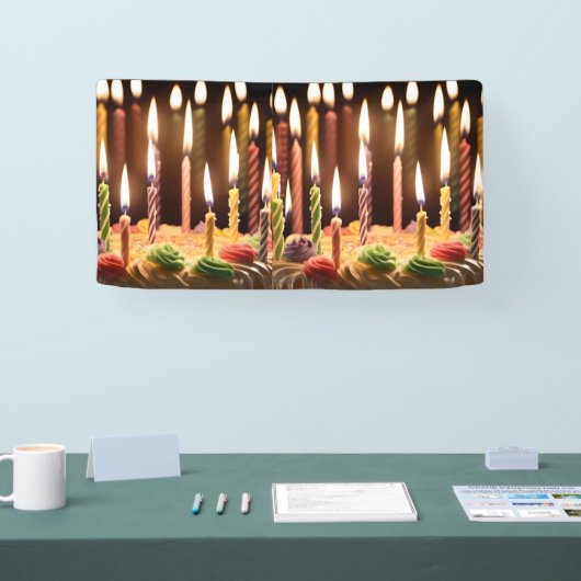 Verlichte wensen: gloeiende kaarsen Bday Cake Spandoek (Beurs)