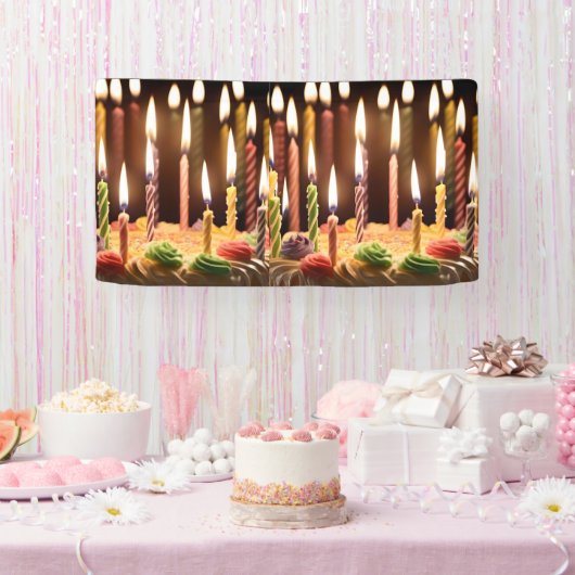 Verlichte wensen: gloeiende kaarsen Bday Cake Spandoek (Feest)
