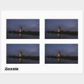 Verlichte windmolen bij Blue Hour rechthoekige sti Rechthoekige Sticker (Vel)