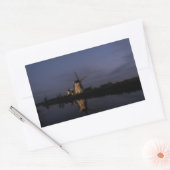Verlichte windmolen bij Blue Hour rechthoekige sti Rechthoekige Sticker (Envelop)