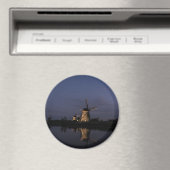 Verlichte windmolen bij Blue Hour ronde magneet (Insitu (Vaatwasser))