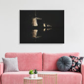 Verlichte windmolens bij nacht canvas print (Insitu (Woonkamer))
