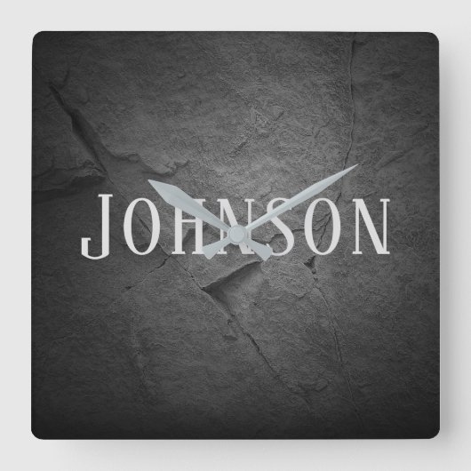 verlichte zwarte leisteen met naam vierkante klok (Voorkant)