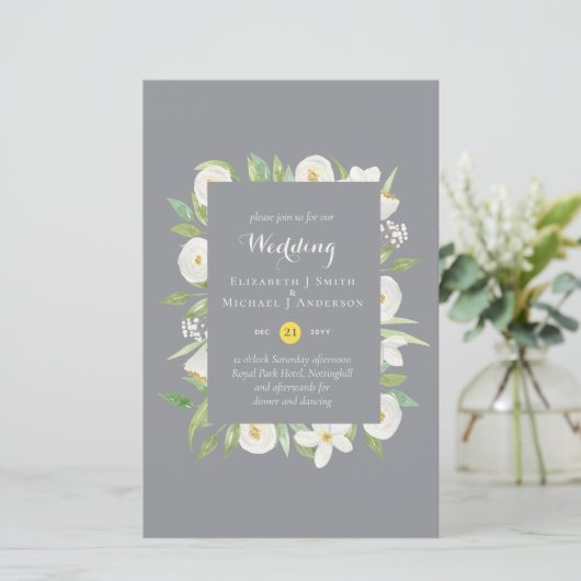 Verlichtend Geel Grijsbudget Weddenschap Uitnodigi (Staand voorkant)