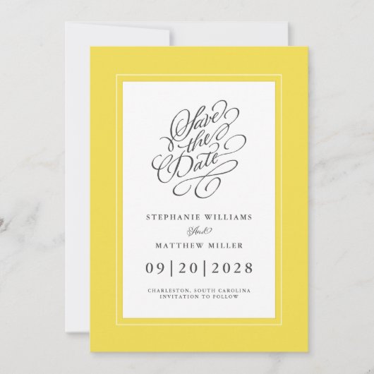 Verlichtend Geel Verloving van het Elegant Wedding Save The Date (Voorkant)