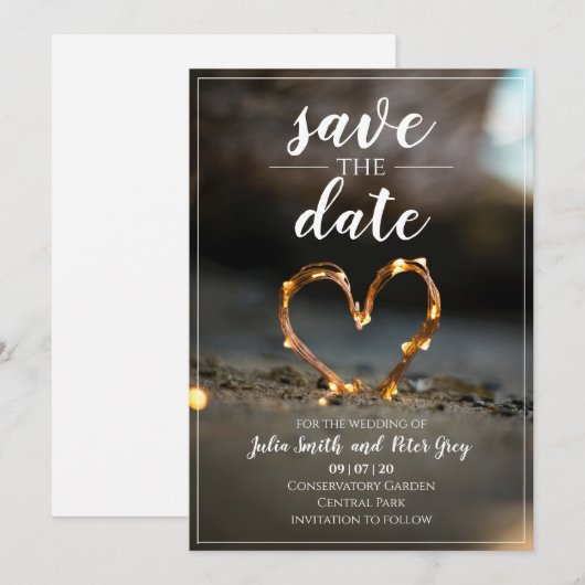 Verlichtend hart behalve de date trouwuitnodiging feestdagenkaart (Voorkant / Achterkant)