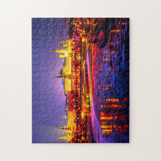 Verlichtend Moskou Kremlin in Winternacht Legpuzzel (Verticaal)