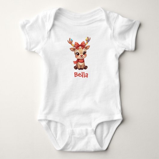 Verlichtend rendier babemeisjes bodysuit – Aangepa (Voorkant)
