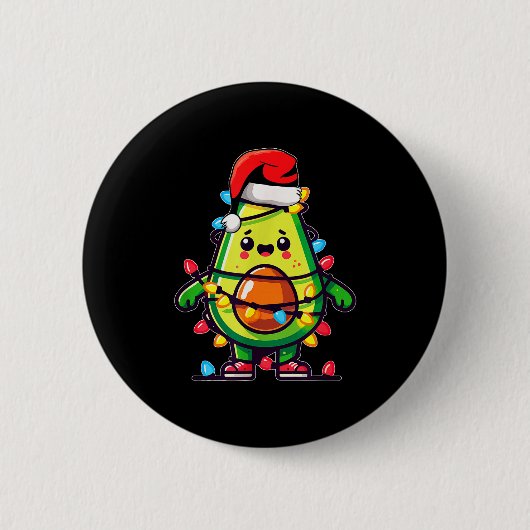 Verlichtende Avocado Lelijke Kersttrui Guacamole  Ronde Button 5,7 Cm (Voorkant)